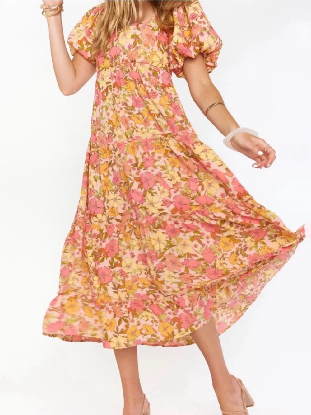 Show Me Your MuMu Linds Retro Midi Dress In Pretty Poppy Size Small